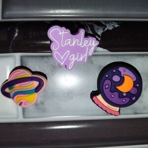 Purple Stanley Girl, Saturn & Crystal Ball Shoe Charms Set NEW